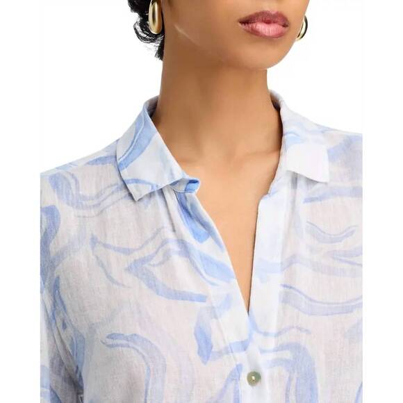 NEW BELLA DAHL classic button down shirt in waves floral print - Picture 4 of 4
